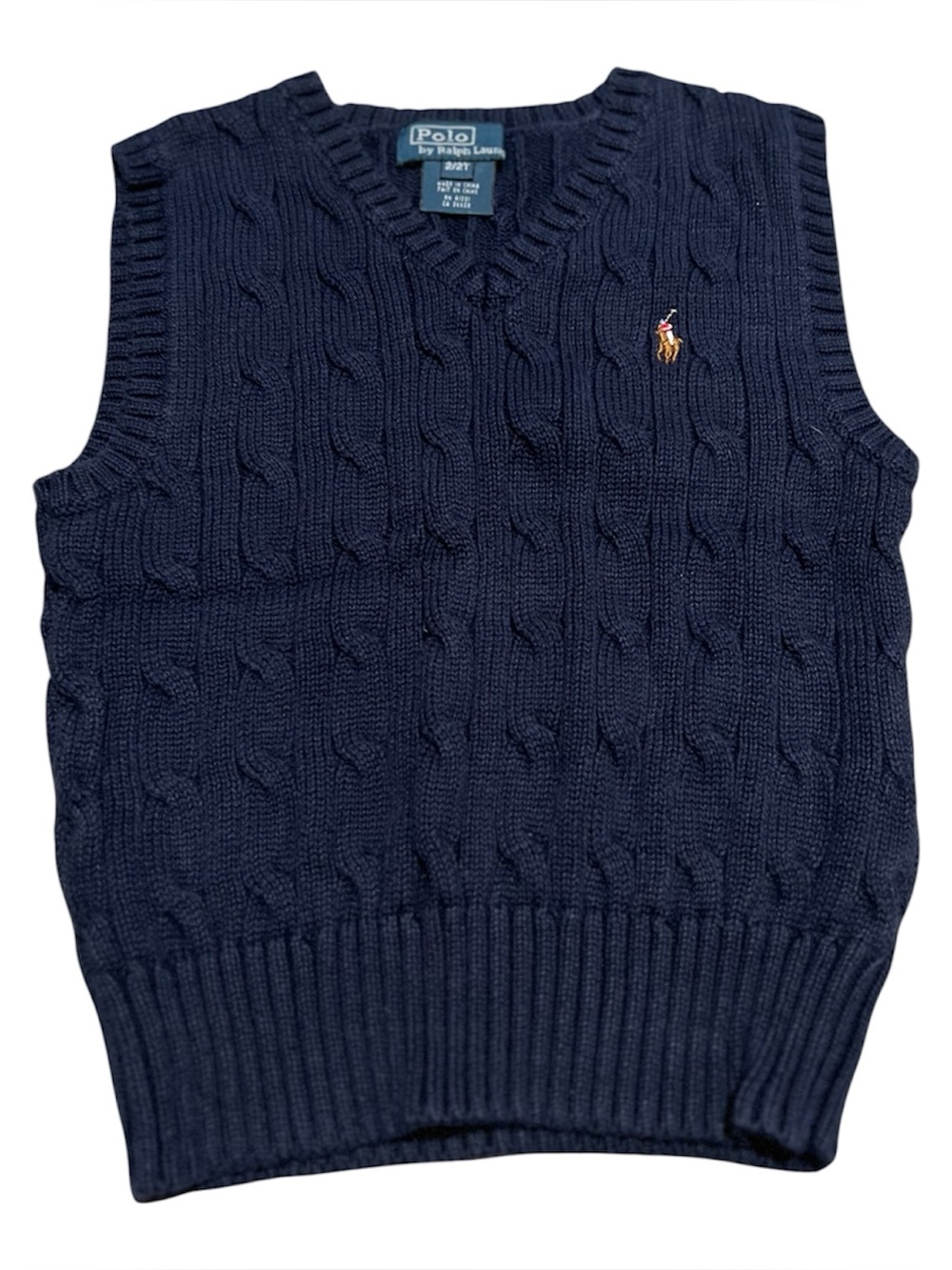 Polo Ralph Lauren Cable-Knit Cotton Navy Vest